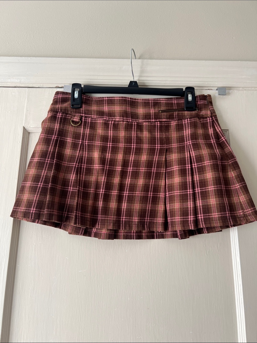 Old Navy Brown and Pink Plaid Pleated school girl style Mini Skirt